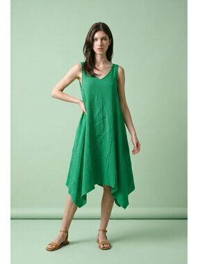 Tank Dress Cotton Gauze Shift Sharkbite Hem Kelly Green Attitudes by Renee Sz M